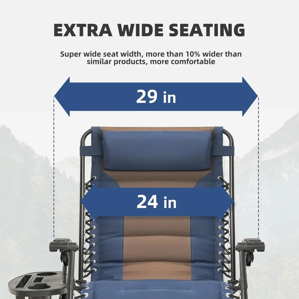 Zero Gravity Chair Oversized Padded Recliner with Adjustable Headrest & Cup Holder - 600D Oxford Folding Lounge Chair