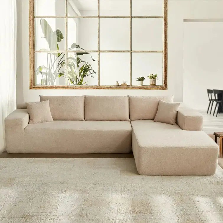 Modern tufted combination fabric compression combination sofa set L-shaped corner unit hotel villa apartment living room use