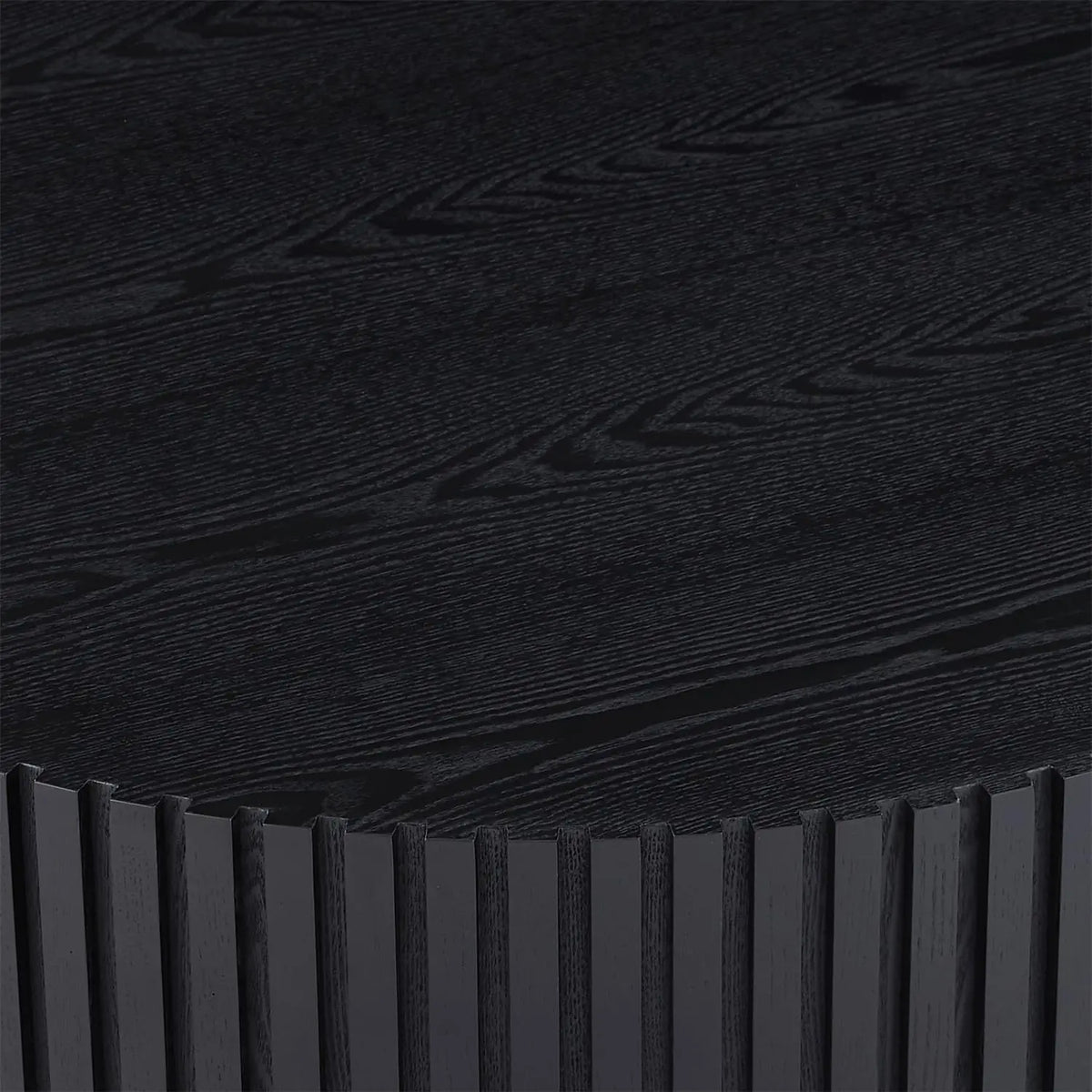 Round Coffee Table For Living Room, Accent Fluted Drum Coffee Table With Storage, Modern Solid Wood Circle Center Tea Table For