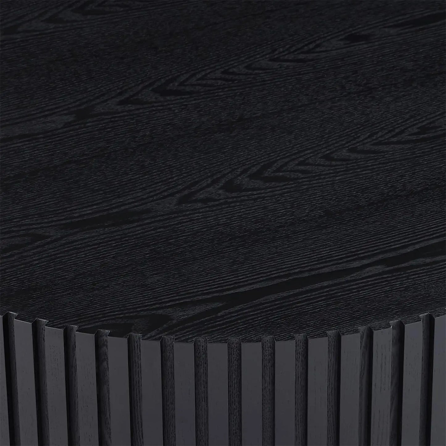 Round Coffee Table For Living Room, Accent Fluted Drum Coffee Table With Storage, Modern Solid Wood Circle Center Tea Table For