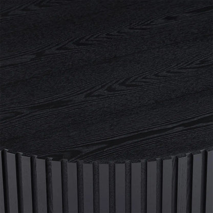 Round Coffee Table For Living Room, Accent Fluted Drum Coffee Table With Storage, Modern Solid Wood Circle Center Tea Table For