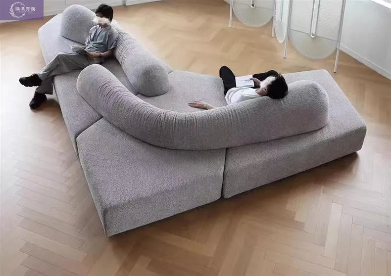 Fabric Sofa Combination Villa Large Apartment Sitting Italian Rock Irregular Special-shaped Large Flat Edta Double-sided