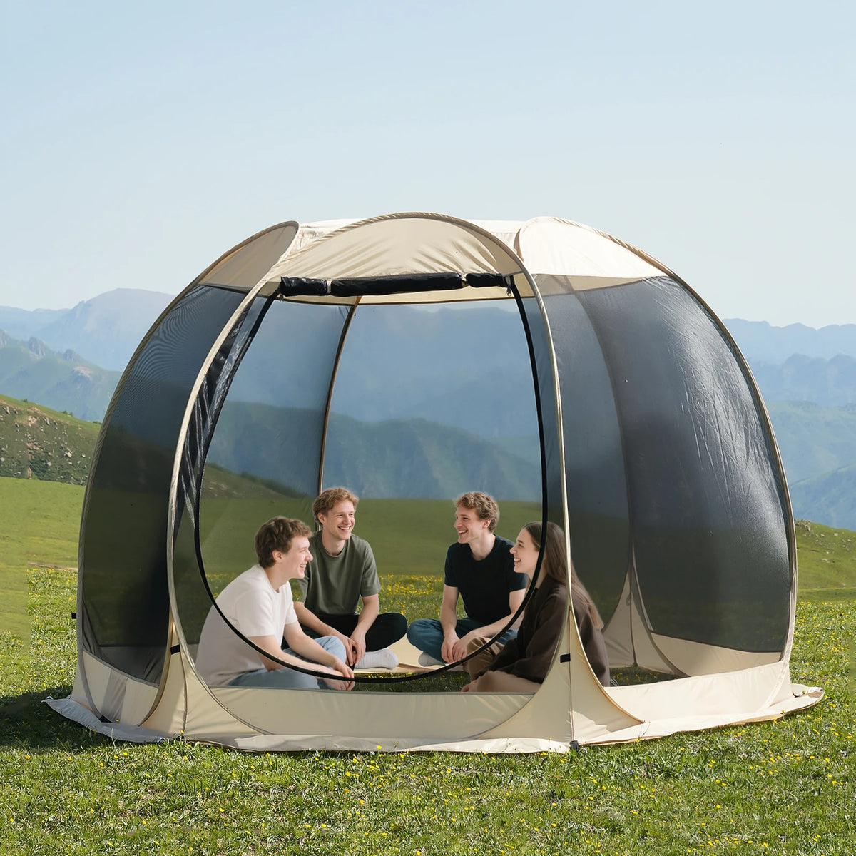 Portable Screen House Tent with Mosquito Net 6-8 Person Camping Backyard Patio & Protection Outdoor Shelter Suitable for family