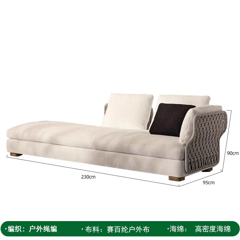 Outdoor rattan sofa, courtyard bed recliner, villa outdoor Nordic simple white bantam L-shaped sofa