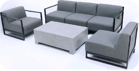 Patio Modern Table and Chair Set Outdoor L Shape With Ottoman Sofa Set