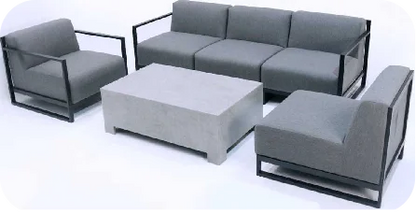 Patio Modern Table and Chair Set Outdoor L Shape With Ottoman Sofa Set
