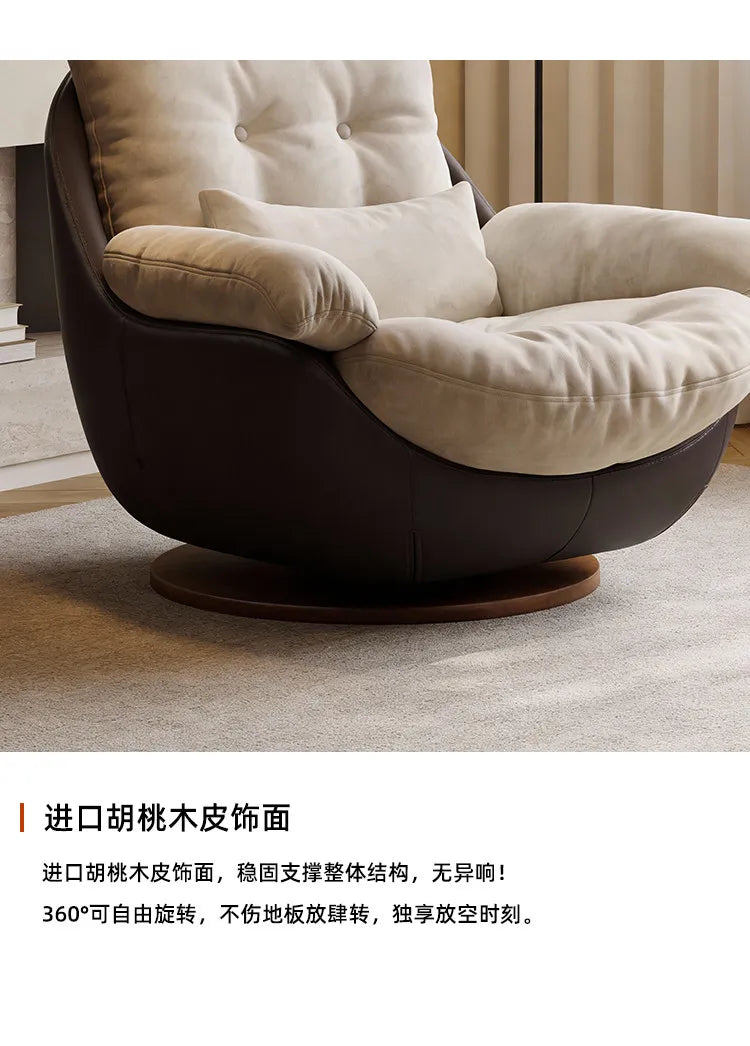 Swivel Cross Legged Chair Accent Armchair For Living Room Lounge Comfy Floor Chair Nordic Chaise Wabi Sabi Lazy Sofa