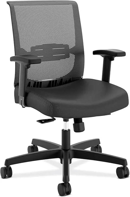 Ergonomic Office Chair with Breathable Mesh Back, Adjustable Armrests, Lumbar Support, and Rolli Feature