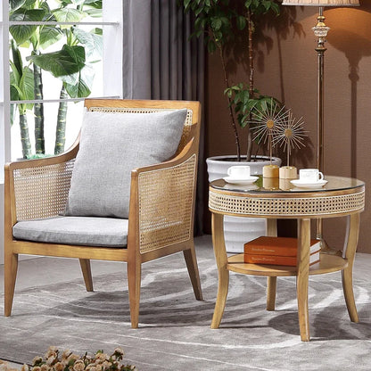 Balcony Rattan Living Room Chairs Outdoor Ergonomic Living Solid Wood Chairs Makeup Simple Fauteuil Salon Furniture Decoration