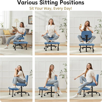 Cross Leg Chair - Meditation Chair with Wheels, ADHD Chair, Height Adjustable Seat, Adjustable Footstool