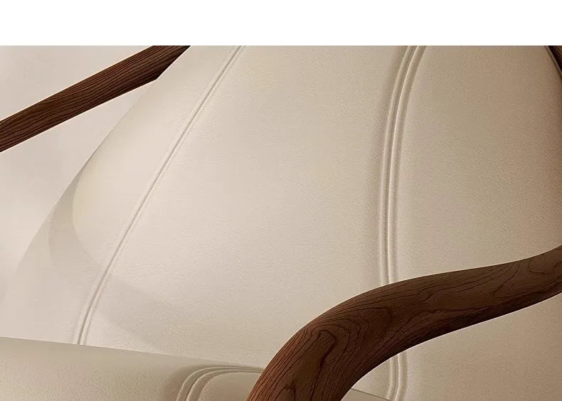 Italian leather sofa, solid wood black walnut balcony, leisure lounge chair, living room rocking chair