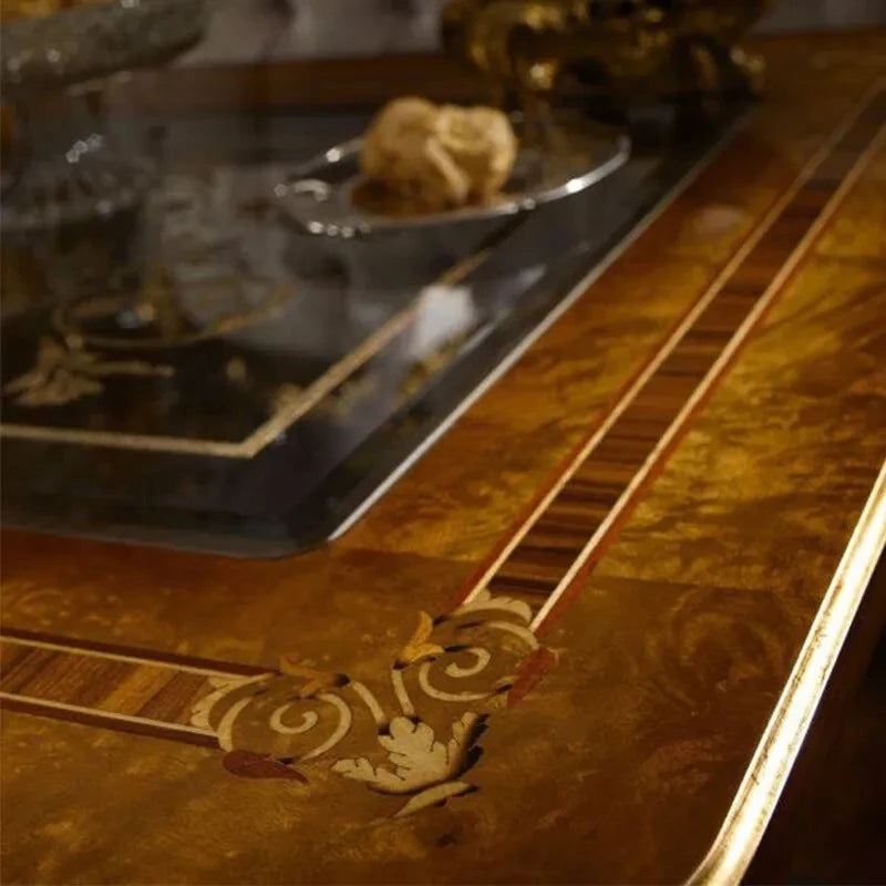 European solid wood coffee table French living room villa luxury carved retro coffee table