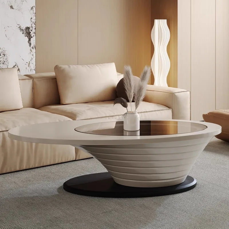 Round Designer Coffee Table Books Nordic Aesthetic Unique Coffee Table Glass Living Room Modern Mesa Auxiliar Salon Furniture