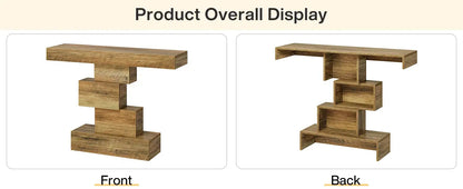 Tribesigns 42.5" Farmhouse Console Table, Narrow Wood Sofa Table Behind Couch with Geometric Base, Industrial Entryway Accent Ta