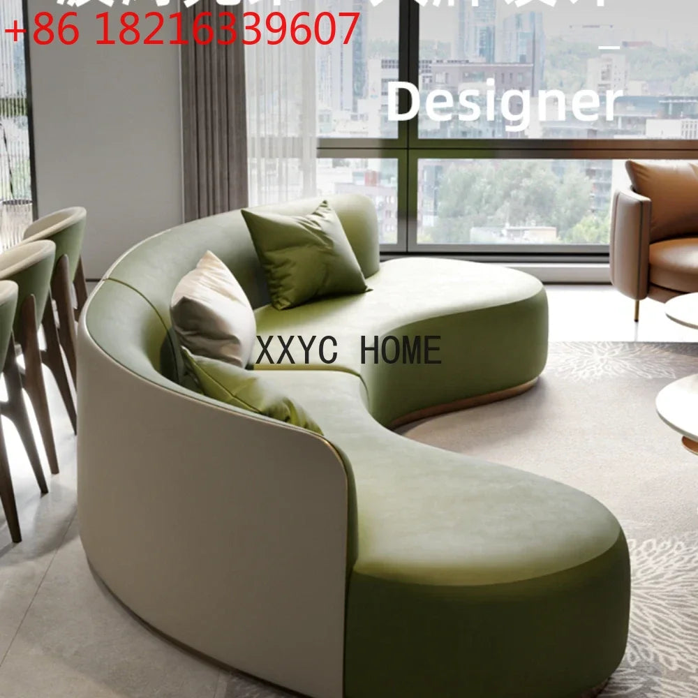 Light Luxury Leather Sofa Curved Sofa Modern Leisure Large Sofa