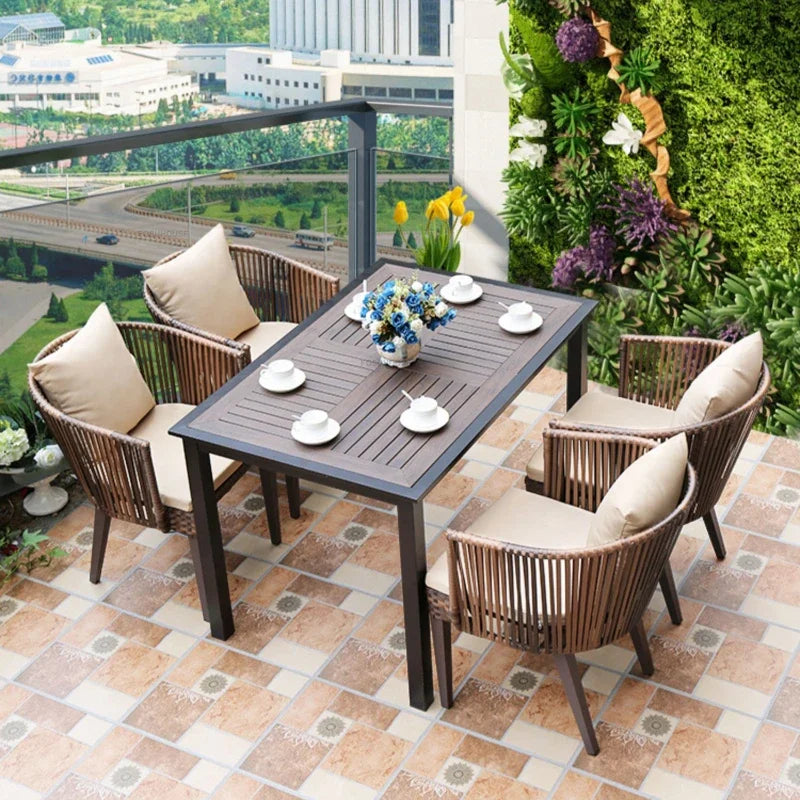 Rattan Garden Table and Chair Balcony Outdoor Furniture Sets Modern Outdoor Leisure Rattan Table and Chair Garden Furniture Sets
