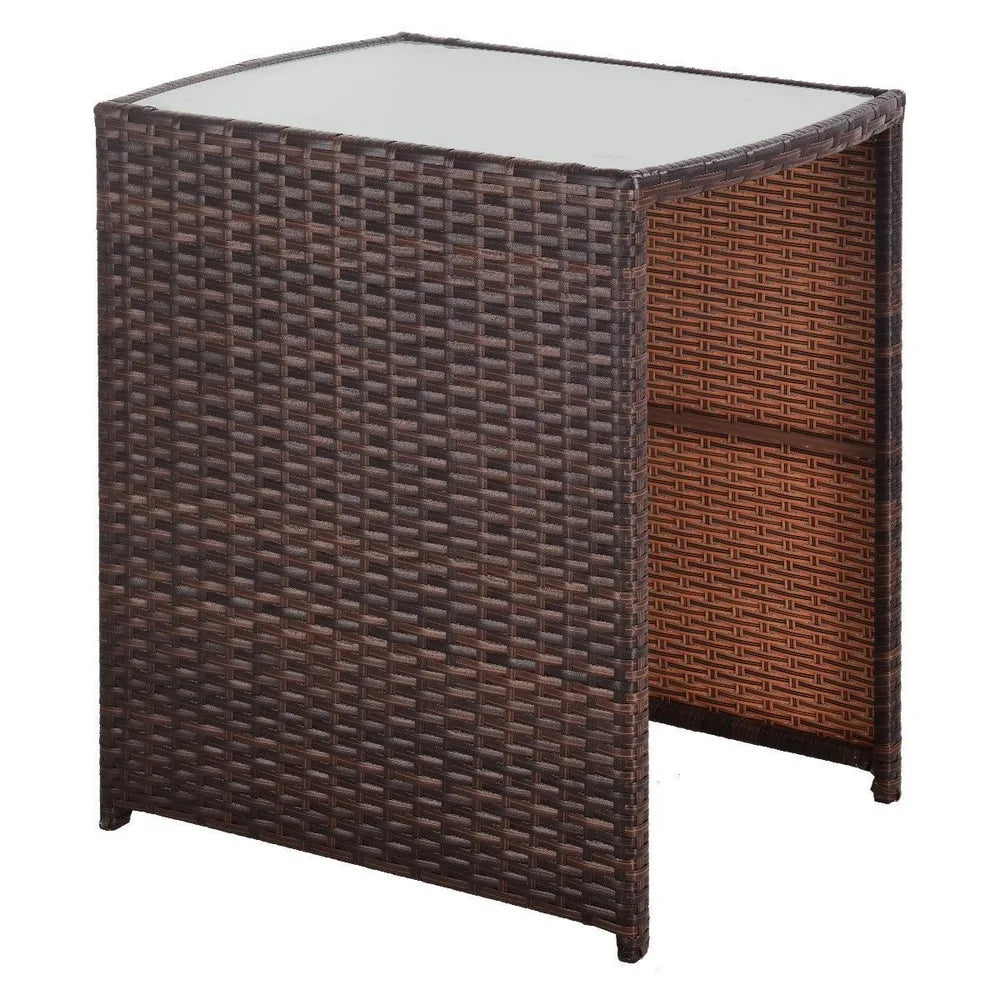 3 Pcs Cushioned Outdoor Wicker Patio Ergonomic Set Outdoor Small Space Furniture