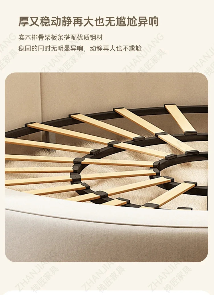 M71 round Bed Double Marriage Bed Modern Simple Home Hotel 2M Serena Large round Cream Wind Bed in Master Bedroom