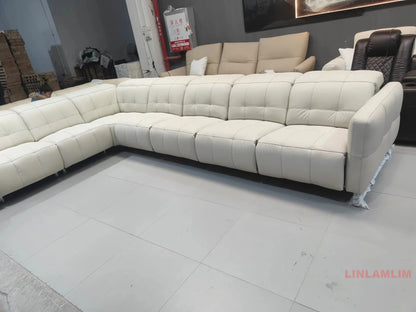 Italian Minimalist Designer Model Upgraded Version High-Back Lawrence Ultra-Fiber , Straight-Line Leather Art Sofa F