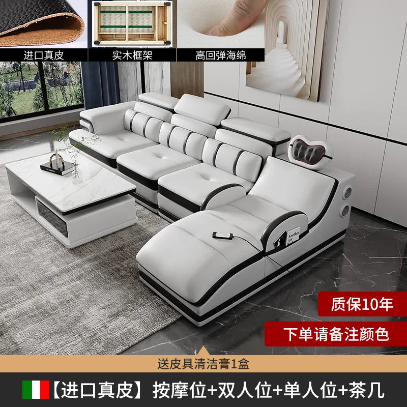 PatioLix Massage Minimalist Sofas Modern Leather Sectional Designer Sofas Lazy Luxury Cadeiras Para Sala De Estar Living Room Furniture