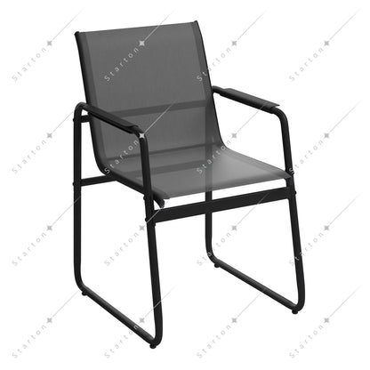 Garden Aluminum Iron Dining Room Chairs Set of 6 Modern Fabric Stackable Living Table Chairs Set
