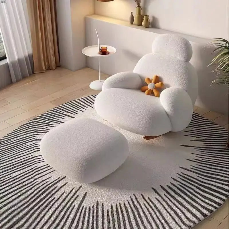 Big white Internet celebrity rocking chair lazy sofa single rocking cream living room lazy chair simple balcony bedroom