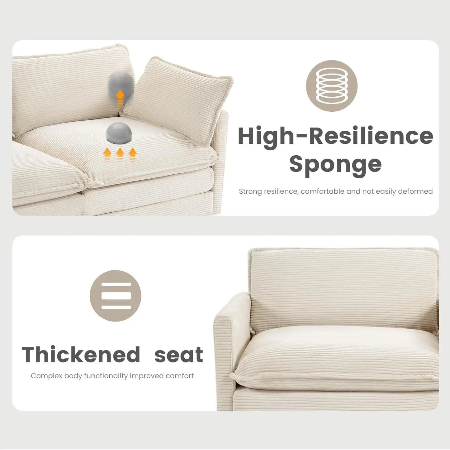 Oversized Modular Sectional Sofa with Movable Ottoman, 112 Inch 4 Seat Modern Corduroy Sofa Set, Convertible L Shaped Couch