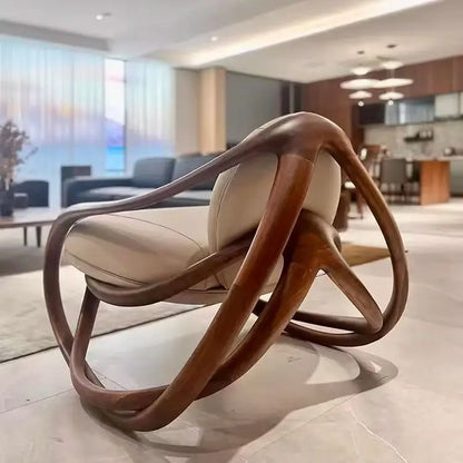 Rocking solid wood sofa recliner balcony black walnut lazy leisure lazy leisure chair