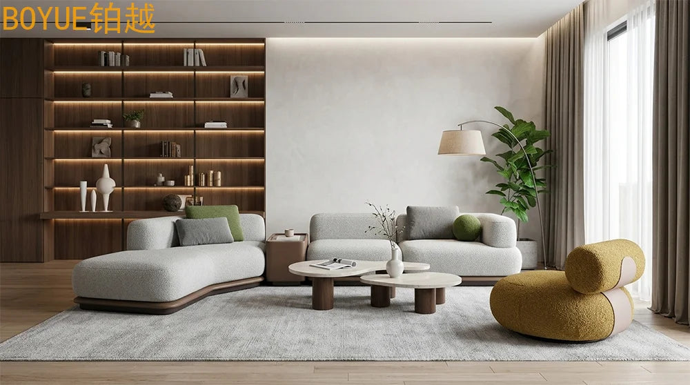 Cream curved sofa set luxury modular combined sofa