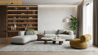 Cream curved sofa set luxury modular combined sofa