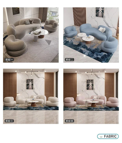 Nordic Simple Fabric Curved Living Room Sofas for Home Furniture Modern Luxury Lambswool Sofa Clothing Store Creative Sofa w