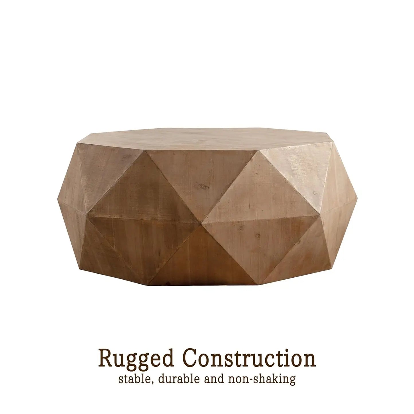 38" Modern Farmhouse Coffee Table, Drum Coffee Table for Office, Dining Room and Living Room, Nature, Customized