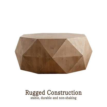 38" Modern Farmhouse Coffee Table, Drum Coffee Table for Office, Dining Room and Living Room, Nature, Customized