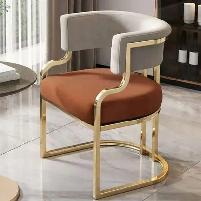 Luxury golden Dining Chairs wrought Iron Backrest Armchair Kitchen Modern Dining Room Furniture Home Bedroom Salon Makeup Chair