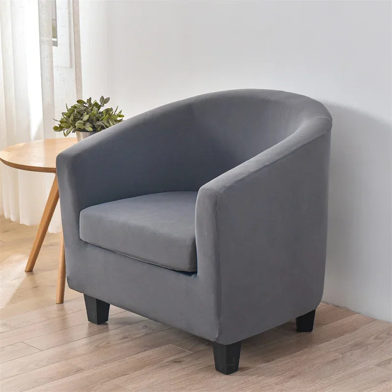 Elastic Club Chair Covers Solid Color Bath Tub Sofa Covers Single Cafe Bar Armchairs Slipcovers with Seat Cushion Cover Home