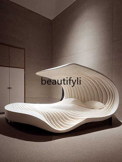 A71 Adult creative double bed white technology bed, cream bed 1.8 meters bed personality