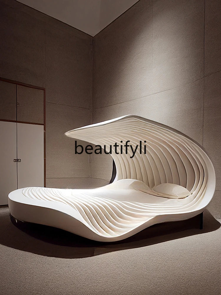 A71 Adult creative double bed white technology bed, cream bed 1.8 meters bed personality