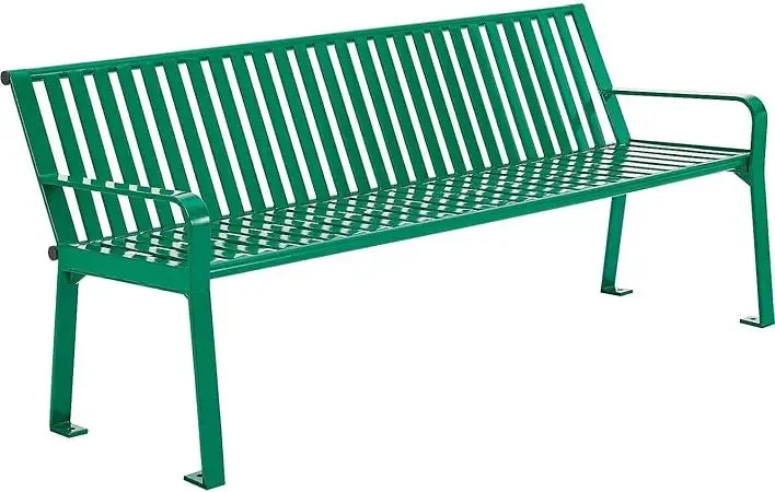 Four Ft Outdoor Park Bench, With Back Vertical Steel, 600 Lbs Capacity Black, Unassembled Heavy Duty Commercial
