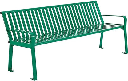 Four Ft Outdoor Park Bench, With Back Vertical Steel, 600 Lbs Capacity Black, Unassembled Heavy Duty Commercial