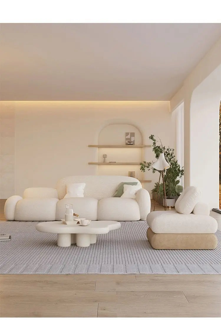 Living room simple modern cream style rental house fabric sofa straight row light luxury bedroom cloud sofa