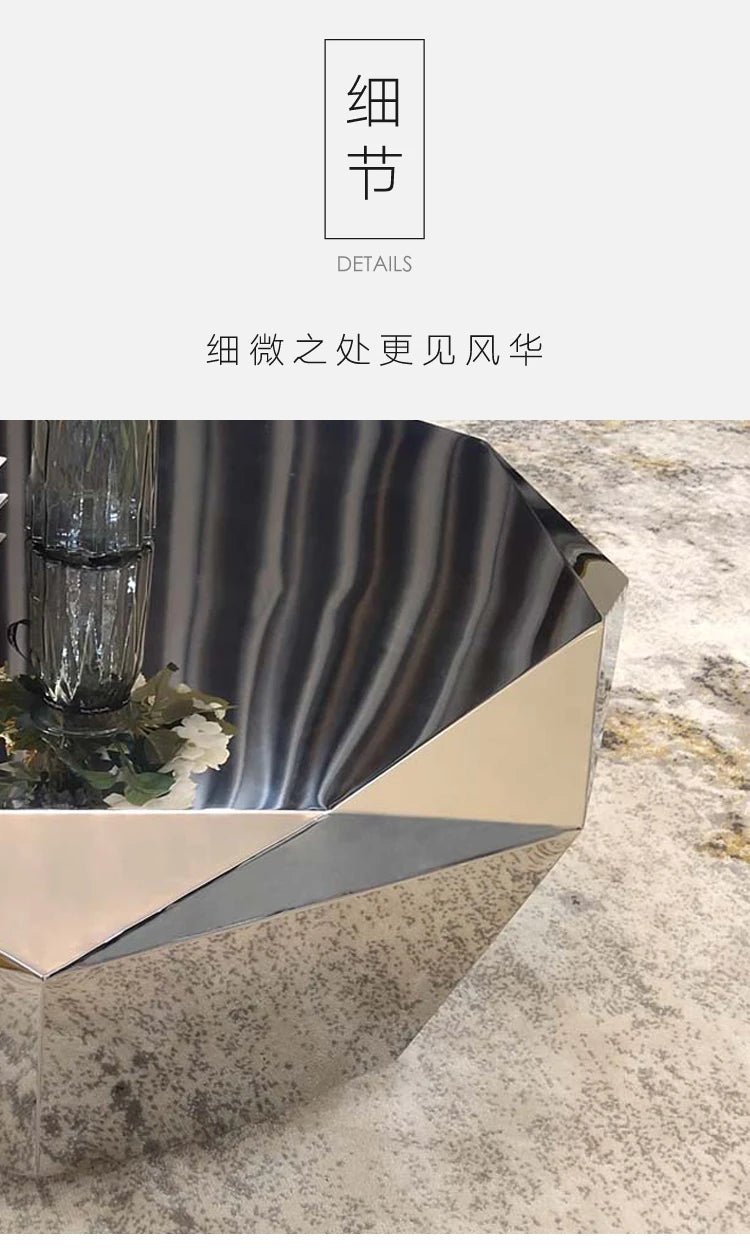 Stainless steel diamond coffee table living room household Italian sofa natural marble furniture