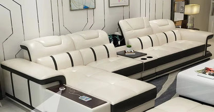 Modern Style Multifunctional Sofa Single Seat L-Shaped Combination Sofa With Massage Chair Leather Sofa Set With Speaker