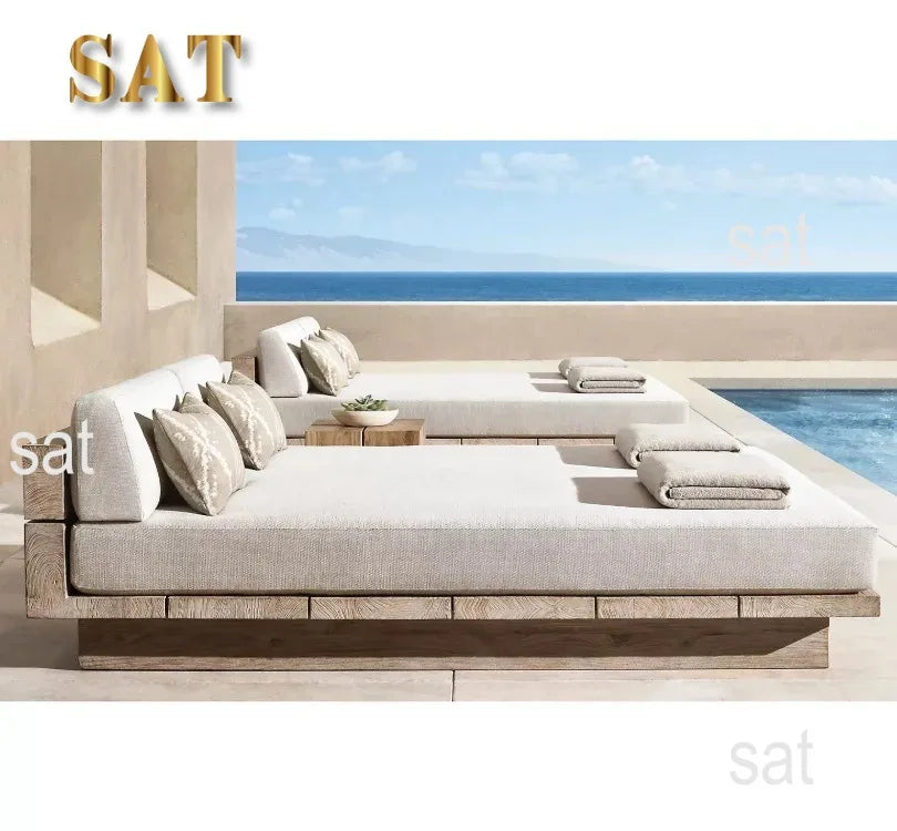 nvNordic Creative Outdoor Garden Sofa Waterproof Sunscreen Teak Do Old Outdoor Sofa Combination Outdoor Furniture&
