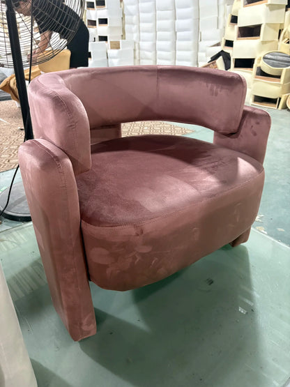 72×65×70cm Light Luxury Frosted Velvet Single Sofa Curved Design Solid Wood Frame Living Room Bedroom Comfort Leisure Chair