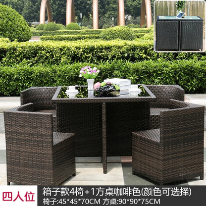 Outdoor leisure courtyard rattan chair five-piece combination outdoor villa open-air balcony creative storage home back chair