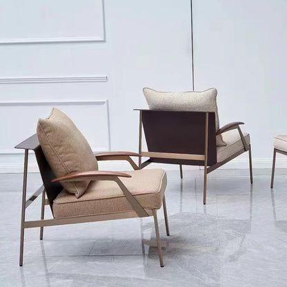 Single Light Luxury Designers Stainless Chair  Minimalist Backrest Armchair Negotiation Living Room Chair Sofa Stool Furniture