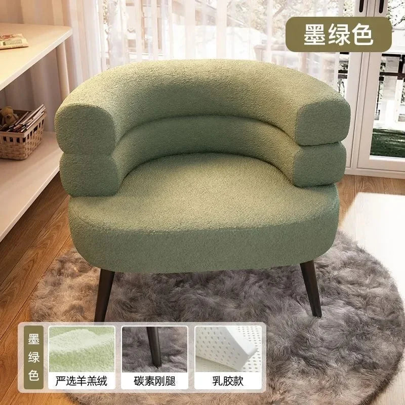 Living Room Swivel Chair Nordic Armchair INS Lift Computer Backrest Chair Lamb Wool Design Bedroom Makeup Chair Home Furniture