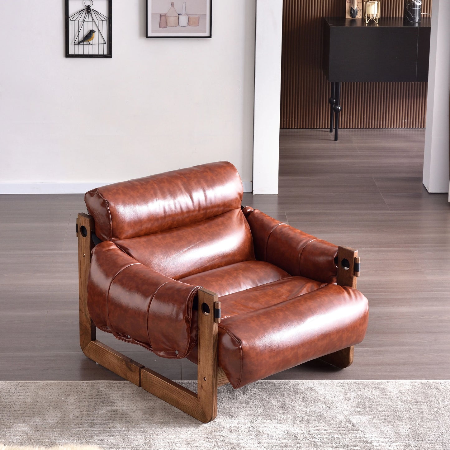 Solid Wood Single Sofa Chair with Modern Design Net Red Medieval Leisure Style for Home Furniture Jersey Living Room Chair