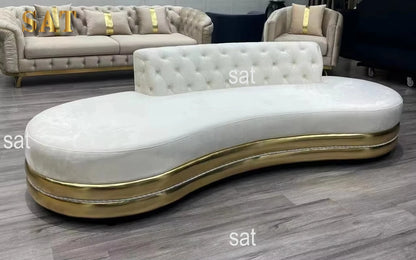 Newest Luxury Golden Stylish Base Decor Lobby Sofa Set Stainless Steel Lounge Chair Velvet Couch for Hotel Home