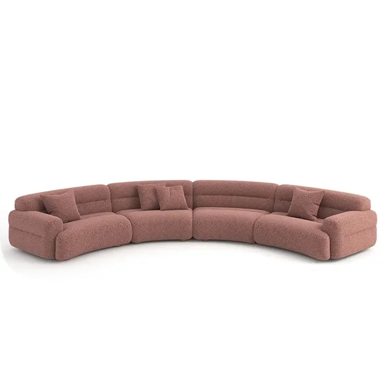 yA38 Minimalist new fan-shaped large flat-layer curved sofa custom left and right concubine lamb wool